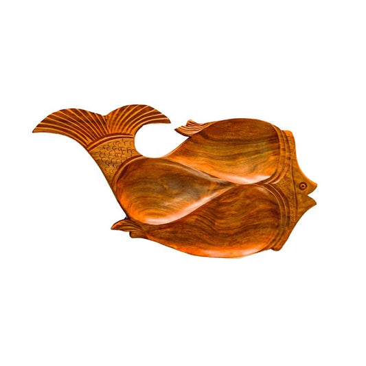 Wooden Handcrafted Decorative Serving Tray Fish Shape for Serving Snacks Fruits