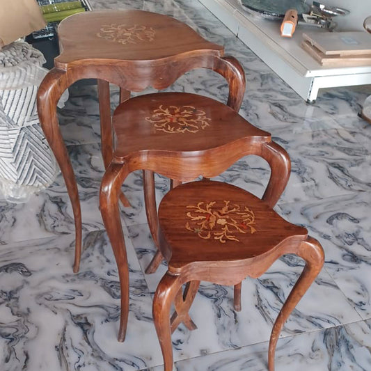 Wooden nested table set of 3