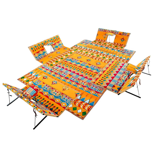 Traditional Arabic Majlis 5pcs Set for Camping, Colorful Tribal Pattern
