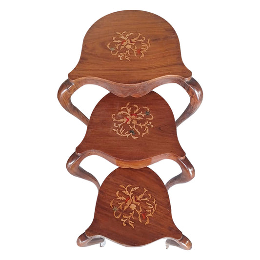 Wooden nested table set of 3