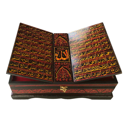 Wooden Book Box with Foldable Rehal Stand for Holy Book
