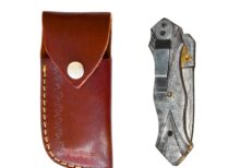 Folding knife Damascus steel handle and blade